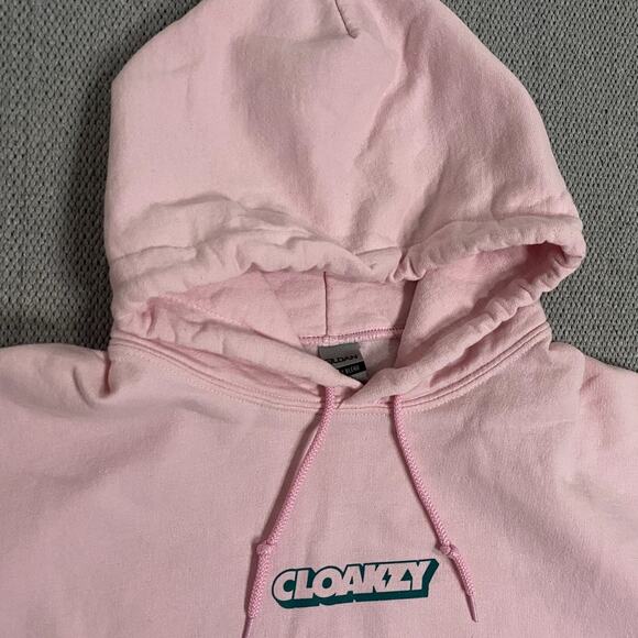 Cloakzy Hoodie Womens Large Pink Heavy Gildan Logo Youtube Twitch Accents - Picture 7 of 12